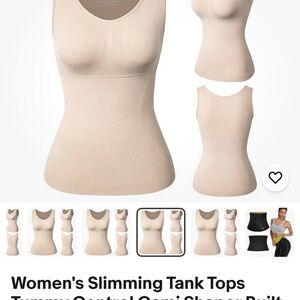 Women's Beige Slimming Tank Top (L) with Built in Bra